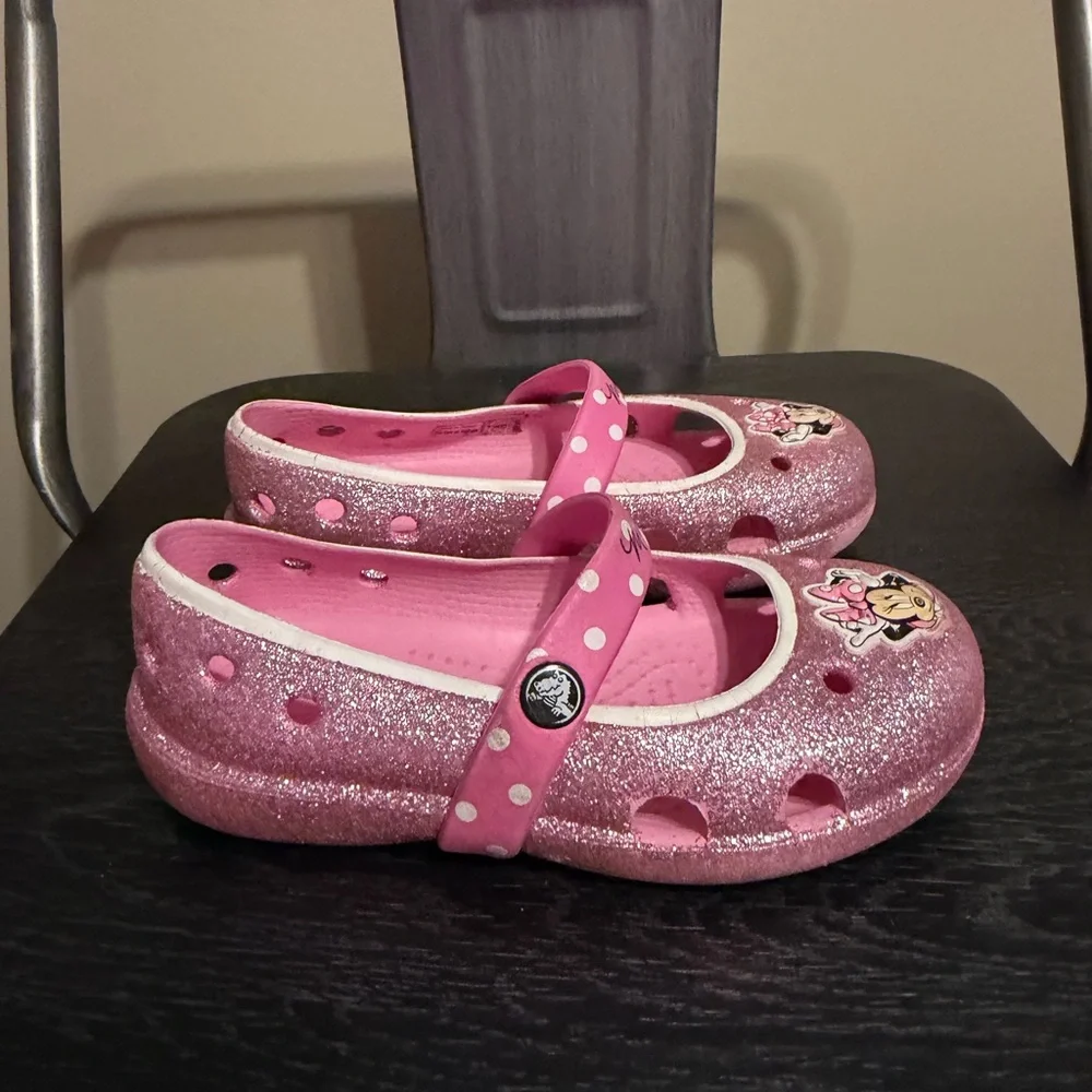 CROCS Pink Glitter Minnie Mouse Kids Shoes